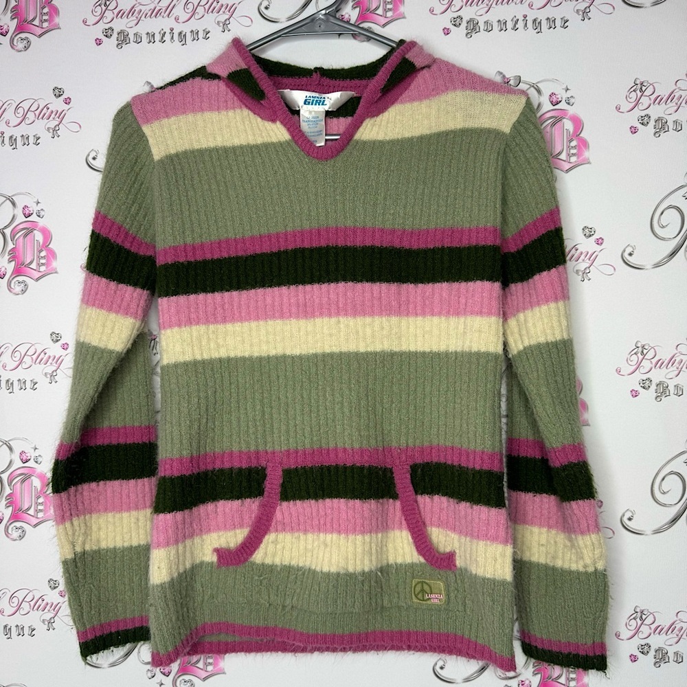 La senza girl long sleeve furry fuzzie fuzzy sweater striped watermelon vibes 🍉